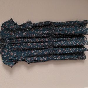 1. State Forest Green Floral Ruffle Dress